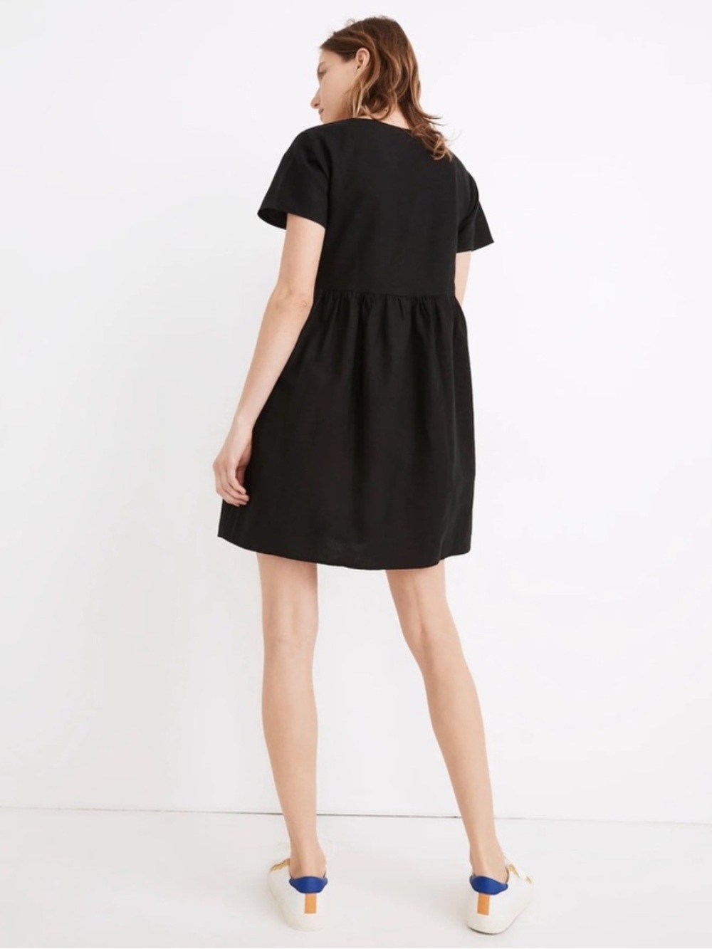 Madewell Black Linen Alexandra Button-Front Mini Dress Size L - Picture 5 of 11